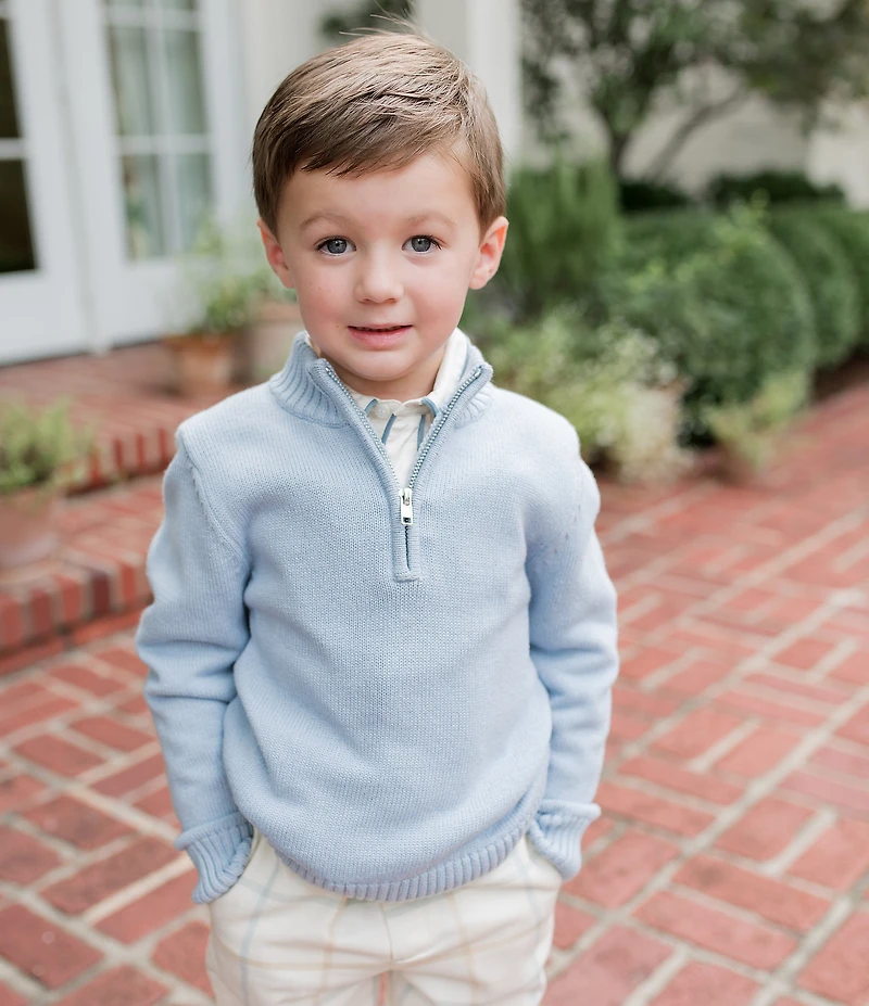 Edgehill Collection x The Broke Brooke Little Boys Cameron Quarter Zip Sweater