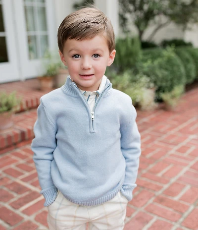 Edgehill Collection x The Broke Brooke Little Boys Cameron Quarter Zip Sweater