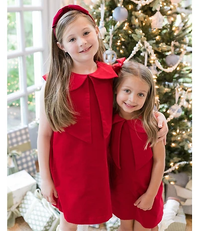 Edgehill Collection x The Broke Brooke Girls Adrienne Velvet Bow Dress