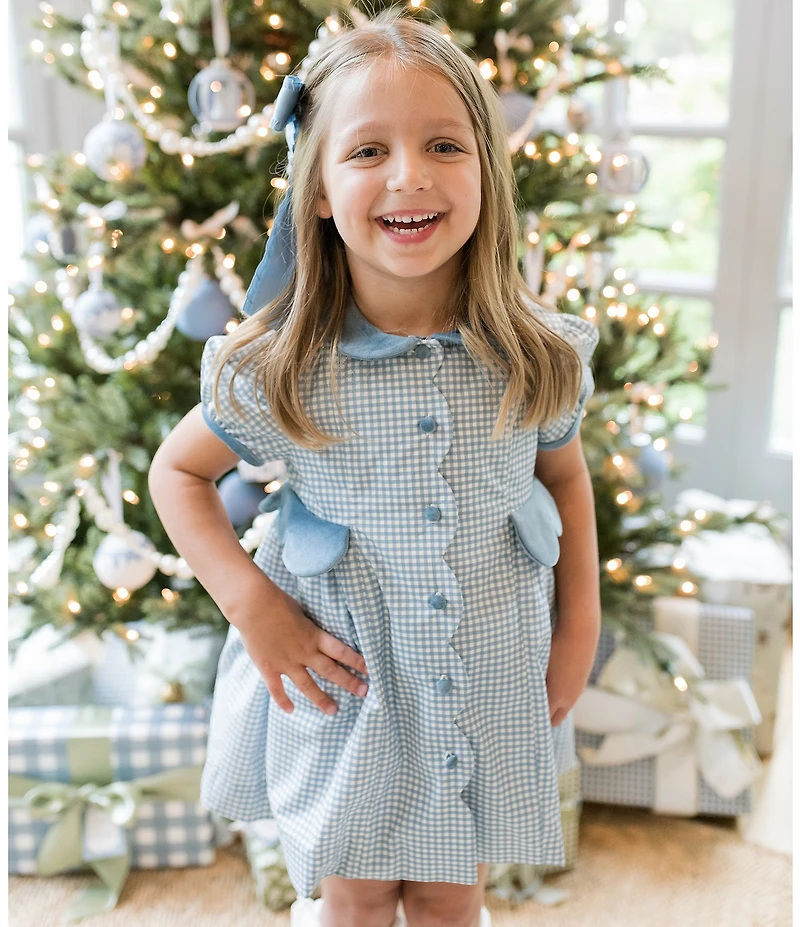 Edgehill Collection x The Broke Brooke Girls Charleston Gingham Puff Sleeve Dress