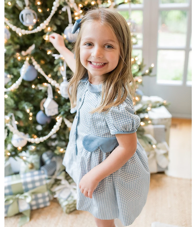 Edgehill Collection x The Broke Brooke Girls Charleston Gingham Puff Sleeve Dress