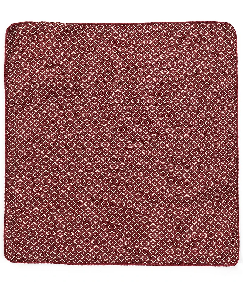 Edward Armah Medallion Neat Print Reversible Silk Pocket Square
