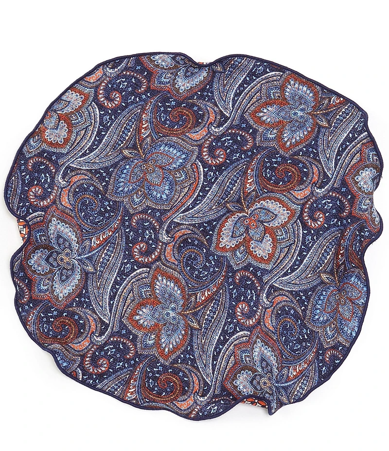 Edward Armah Muted Paisley Reversible Silk Pocket Circle