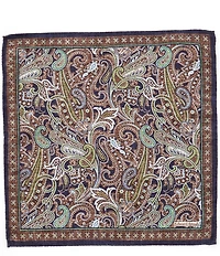 Edward Armah Classic Exploded Paisley Reversible Silk Pocket Square