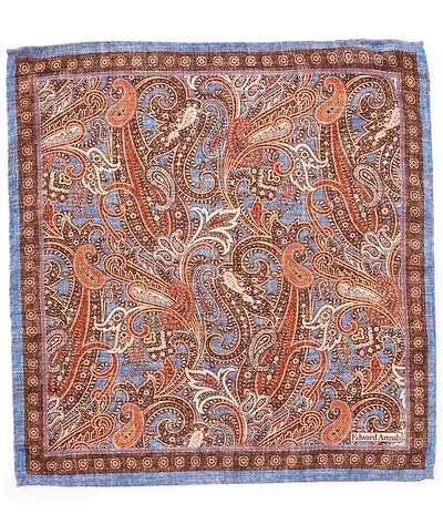 Edward Armah Classic Exploded Paisley Reversible Silk Pocket Square