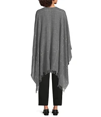 Eileen Fisher Airy Wool Plaid Fringe Serape Scarf