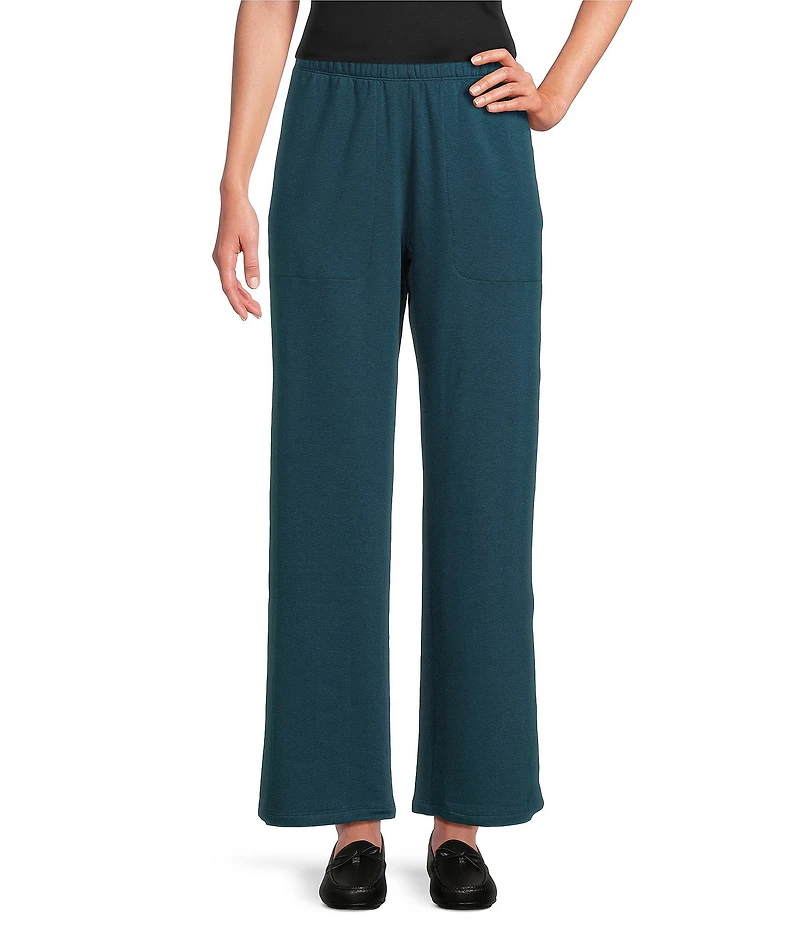 Eileen Fisher Brushed Terry Elastic Waist Straight Side Vent Pants