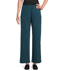 Eileen Fisher Brushed Terry Elastic Waist Straight Side Vent Pants