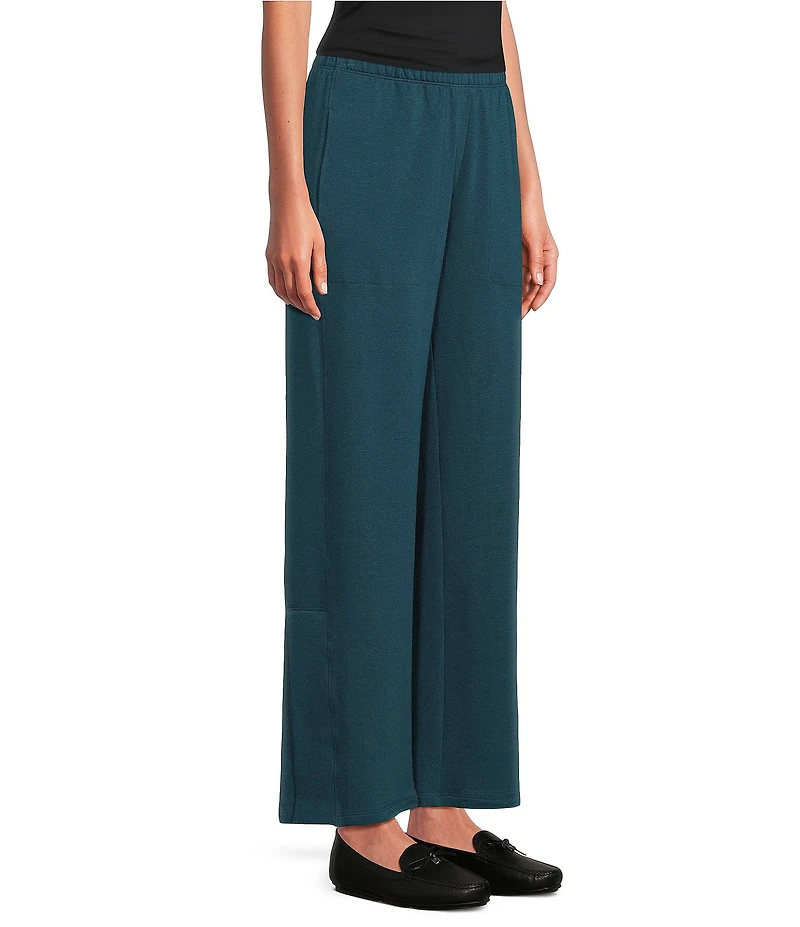 Eileen Fisher Brushed Terry Elastic Waist Straight Side Vent Pants