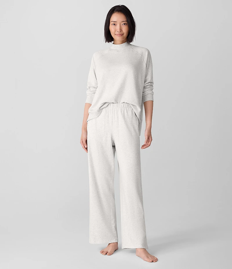 Eileen Fisher Brushed Terry Elastic Waist Straight Side Vent Pants