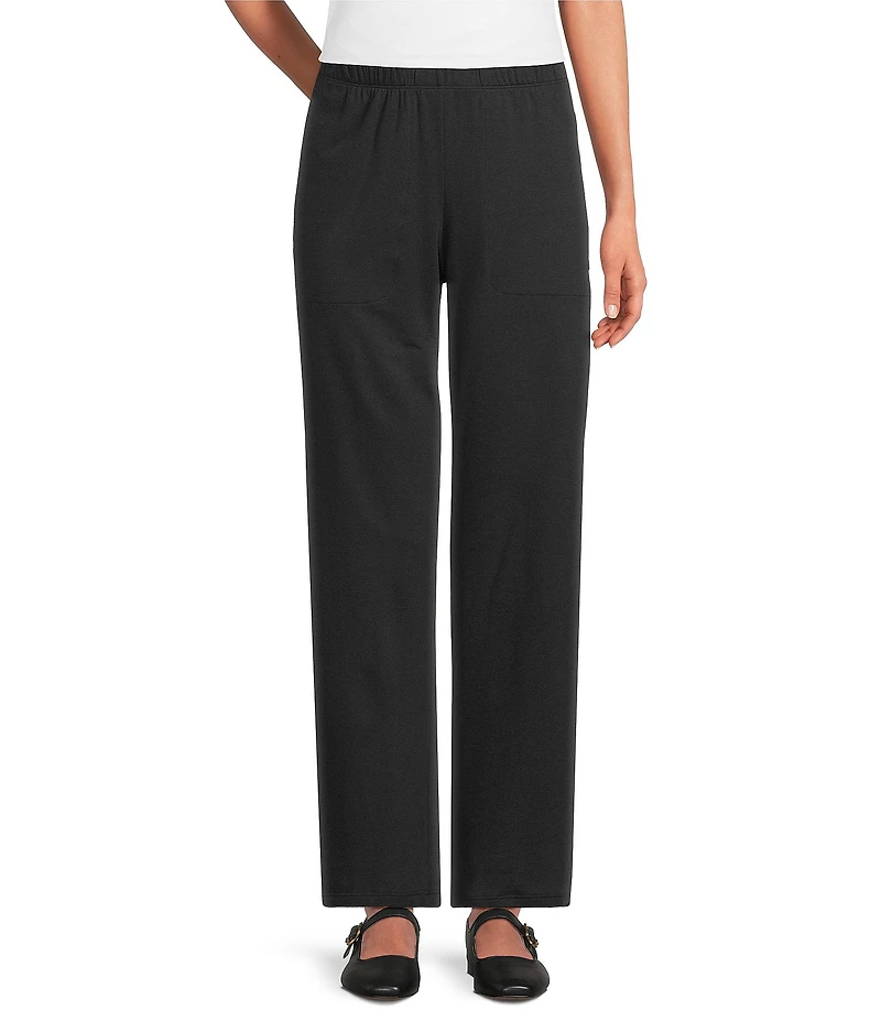 Eileen Fisher Brushed Terry Elastic Waist Straight Side Vent Pants