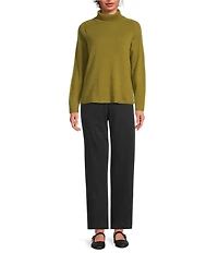 Eileen Fisher Brushed Terry Elastic Waist Straight Side Vent Pants