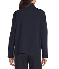 Eileen Fisher Brushed Terry High Funnel Neck Long Sleeve Box Top