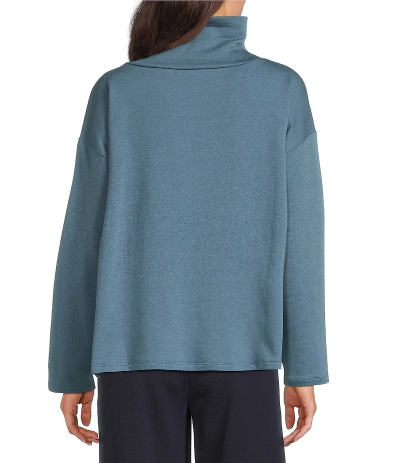 Eileen Fisher Brushed Terry High Funnel Neck Long Sleeve Box Top