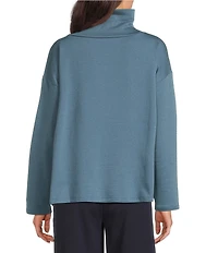 Eileen Fisher Brushed Terry High Funnel Neck Long Sleeve Box Top