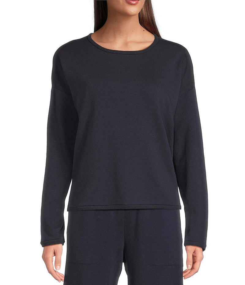 Eileen Fisher Brushed Terry Round Neck Long Sleeve Top