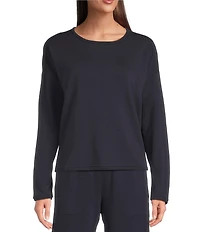 Eileen Fisher Brushed Terry Round Neck Long Sleeve Top