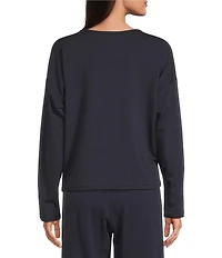 Eileen Fisher Brushed Terry Round Neck Long Sleeve Top