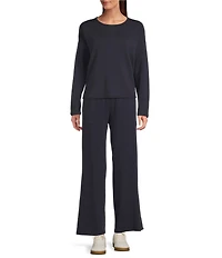 Eileen Fisher Brushed Terry Round Neck Long Sleeve Top