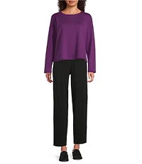 Eileen Fisher Brushed Terry Round Neck Long Sleeve Top