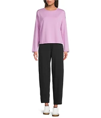 Eileen Fisher Brushed Terry Round Neck Long Sleeve Top