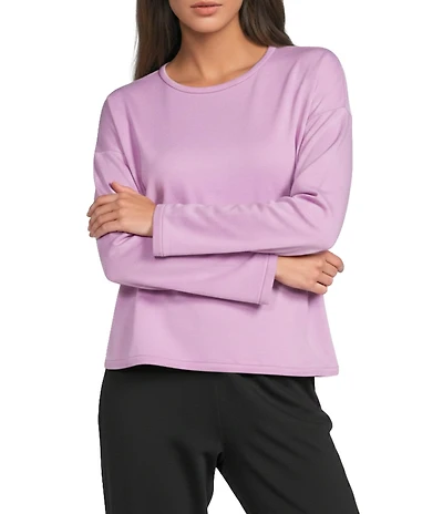 Eileen Fisher Brushed Terry Round Neck Long Sleeve Top
