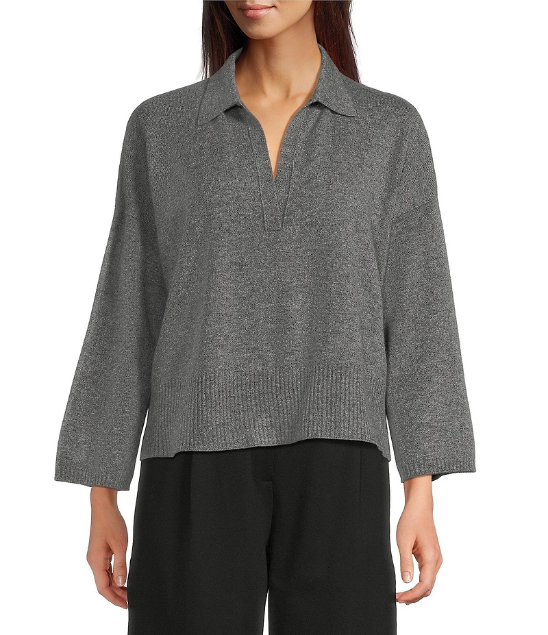 Eileen Fisher Cashmere Classic Collar Bracelet Sleeve Sweater