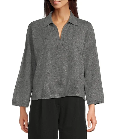 Eileen Fisher Cashmere Classic Collar Bracelet Sleeve Sweater