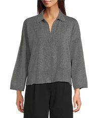 Eileen Fisher Cashmere Classic Collar Bracelet Sleeve Sweater