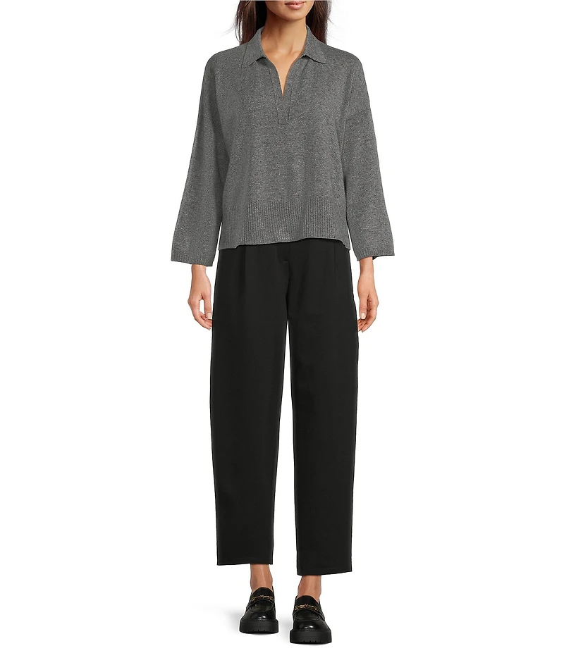 Eileen Fisher Cashmere Classic Collar Bracelet Sleeve Sweater