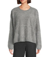 Eileen Fisher Cashmere Fluff Knit Round Neck Long Sleeve Sweater