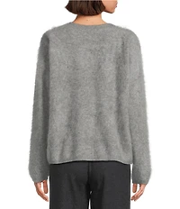 Eileen Fisher Cashmere Fluff Knit Round Neck Long Sleeve Sweater