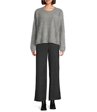 Eileen Fisher Cashmere Fluff Knit Round Neck Long Sleeve Sweater