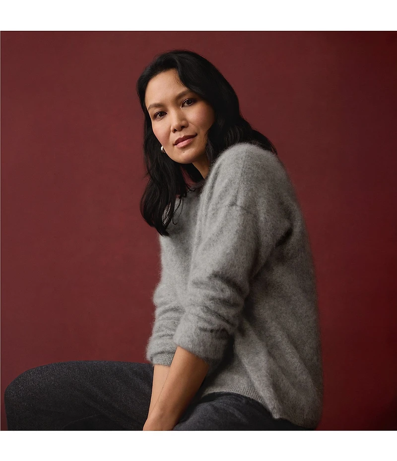 Eileen Fisher Cashmere Fluff Knit Round Neck Long Sleeve Sweater