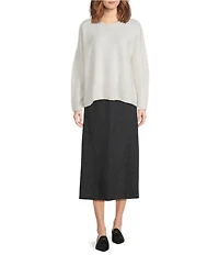 Eileen Fisher Cashmere Fluff Knit Round Neck Long Sleeve Sweater