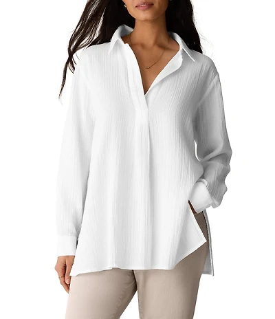 Eileen Fisher Classic Collar Organic Cotton Long Sleeve Shirt