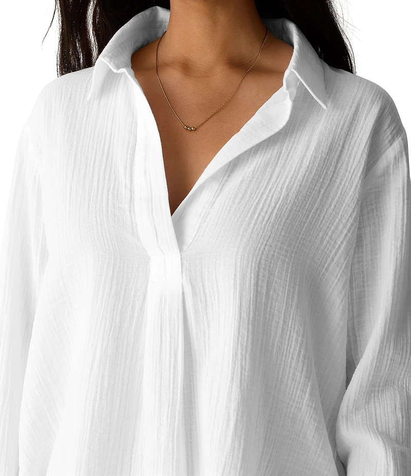 Eileen Fisher Classic Collar Organic Cotton Long Sleeve Shirt