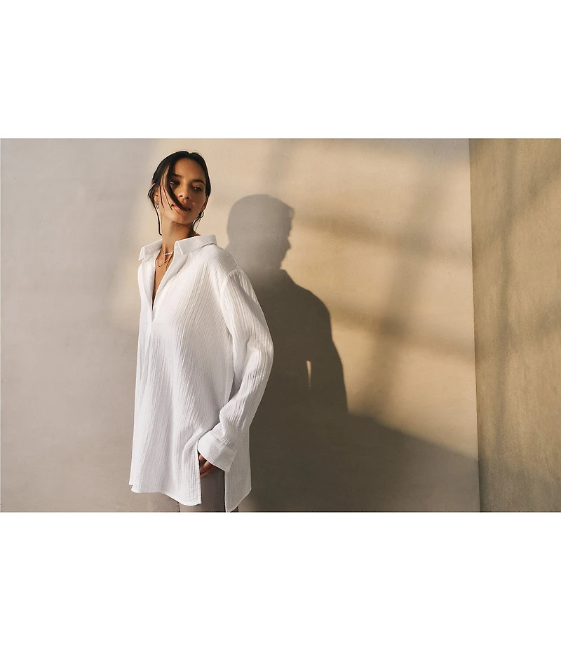 Eileen Fisher Classic Collar Organic Cotton Long Sleeve Shirt