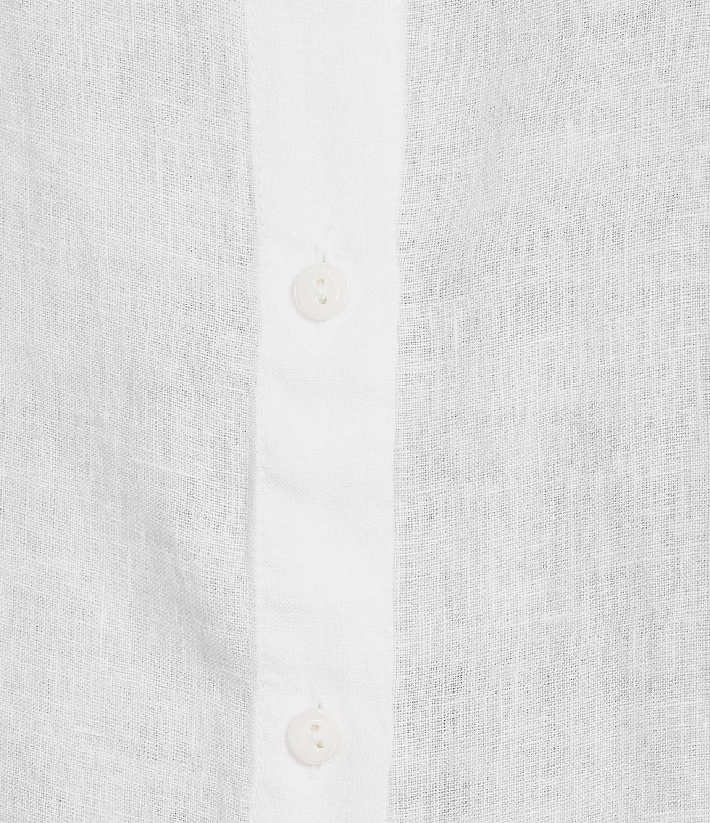 Eileen Fisher Classic Collar Point Collar Elbow Sleeve Button Front Shirt