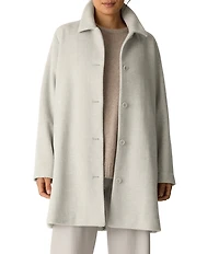 Eileen Fisher Classic Wool Collar Long Sleeve Button Front Coat