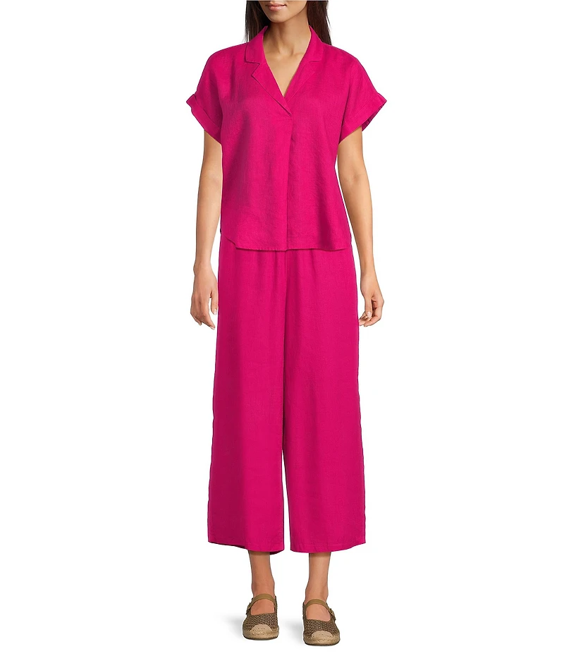 Eileen Fisher Coordinating Organic Linen Wide Leg Crop Pants