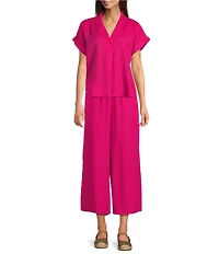 Eileen Fisher Coordinating Organic Linen Wide Leg Crop Pants