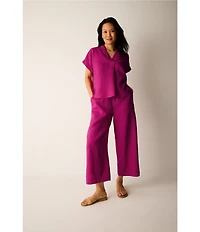Eileen Fisher Coordinating Organic Linen Wide Leg Crop Pants