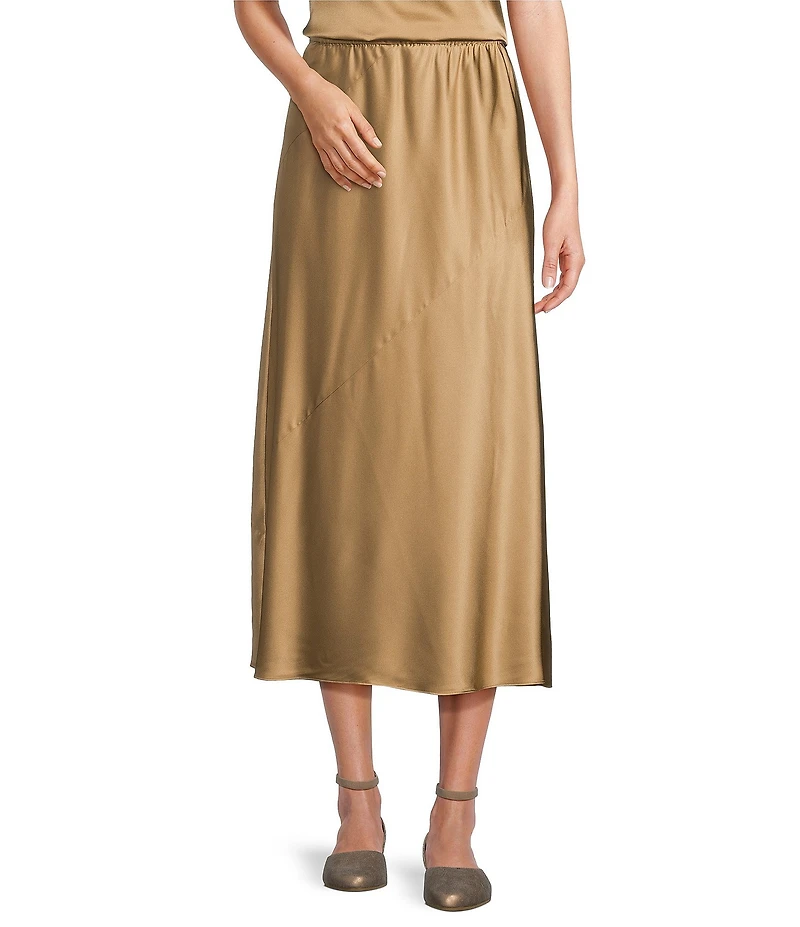 Eileen Fisher Coordinating Stretch Silk Charmeuse Full Skirt