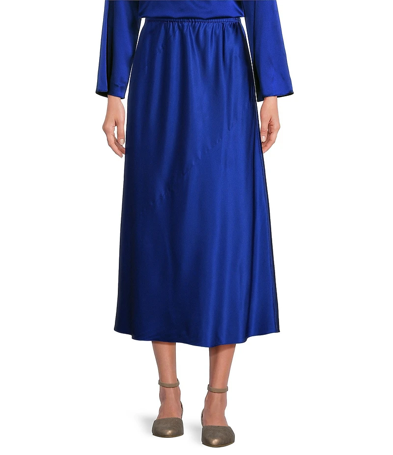 Eileen Fisher Coordinating Stretch Silk Charmeuse Full Skirt