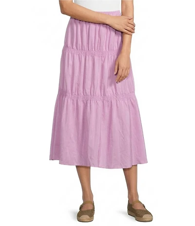Eileen Fisher Coordinating Washed Silk Smocked Tiered Skirt