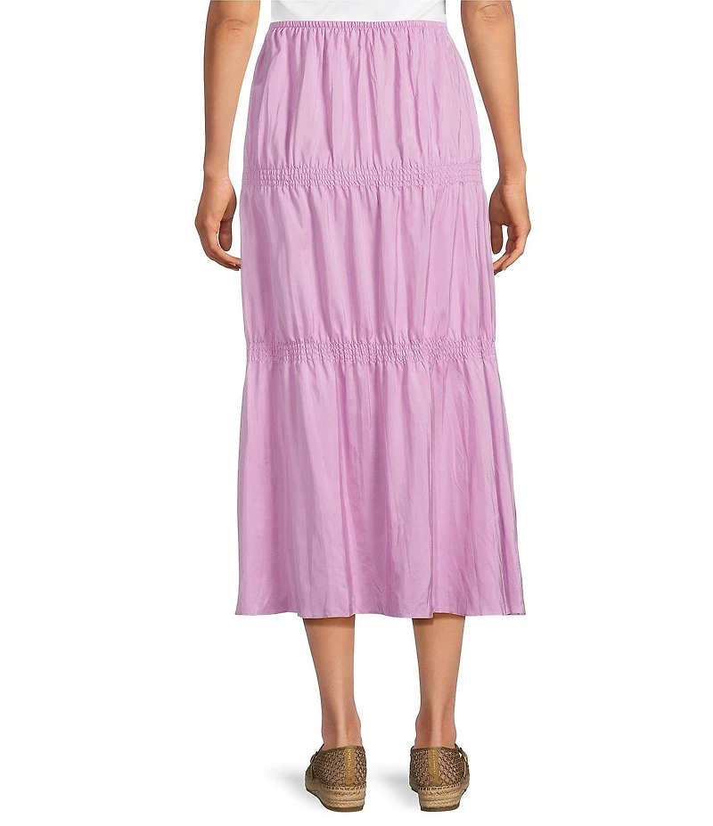 Eileen Fisher Coordinating Washed Silk Smocked Tiered Skirt