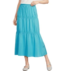 Eileen Fisher Coordinating Washed Silk Smocked Tiered Skirt