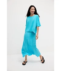 Eileen Fisher Coordinating Washed Silk Smocked Tiered Skirt