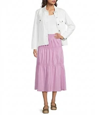 Eileen Fisher Coordinating Washed Silk Smocked Tiered Skirt